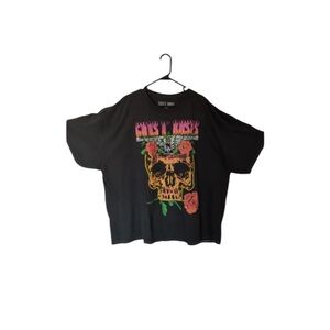 Guns and Roses Tee short Sleeve Oversized Black Graphic T-Shirt Rock Concert 3X